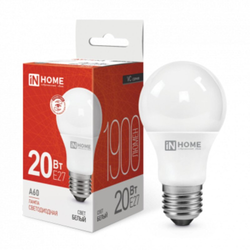 Лампа светодиодная LED-A60-VC 20Вт 230В Е27 4000К 1900Лм IN HOME