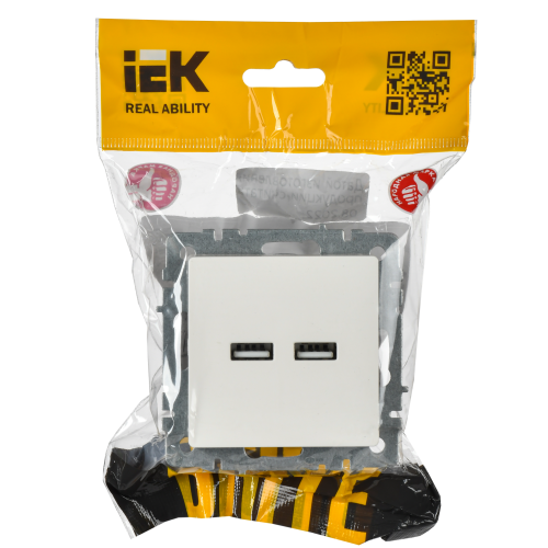 Розетка USB A+A 5В 3,1А РЮ10-1-БрБ белый BRITE IEK
