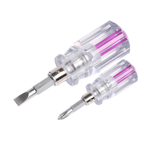 Отвертка комбинированная, прозрачная рукоятка, двухсторонний стержень 40мм (крестовая PH2, шлицевая 