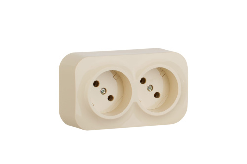 Розетка 2-местная для открытой установки без з/к без з/ш с предварительным подкл 16A слон кост QUTEO