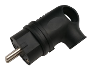 Вилка угловая с заземлением каучук 16А IP44 черная 9220 IN HOME