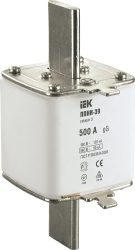 Плавкая вставка предохранителя ППНИ-39 габарит 3 500А IEK