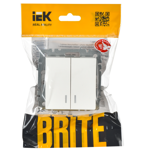 Выключатель 2-клавишный с индикацией 10А ВС10-2-1-БрБ белый BRITE IEK