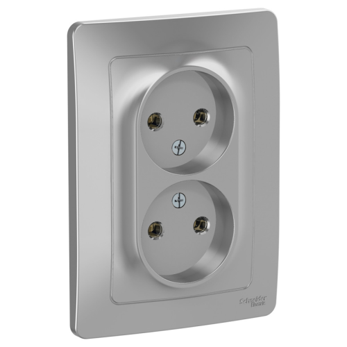 Розетка 2-м СП Blanca 16А IP20 250В без заземл. без защ. шторок алюм. SE 