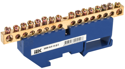 Шина N "ноль" на DIN-изол ШНИ-6х9-16-Д-С IEK