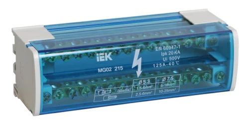 Шины на DIN-рейку в корпусе (кросс-модуль) ШНК 2х15 L+PEN ИЭК