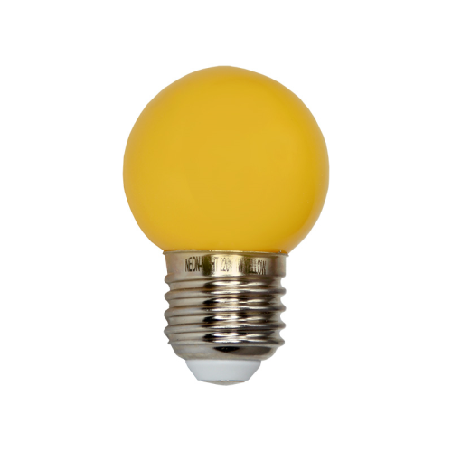 Лампа светодиодная, диаметр 45мм, E27, 5 LED, 2Вт, ЖЕЛТЫЙ, 230В NEON-NIGHT