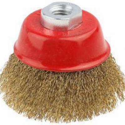 Щетка для УШМ чашечная 125мм/М14 STAYER,витая латунир стальная проволока 0,3мм