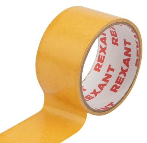 Двухсторонний скотч REXANT, тканевая основа 48 мм, ролик 5 м