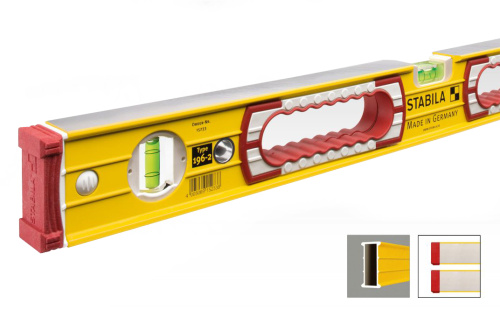 Уровень тип 196-2, 60 см (3 глазка захват для рук,точн. 0,5 мм/м, над головой 0,75 мм/м) "STABILA"