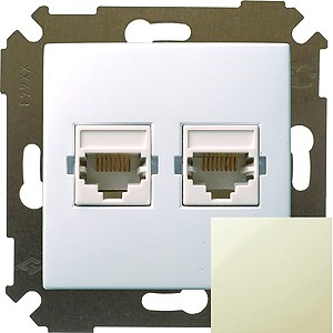 Розетка компьютерная двойная RJ45 кат.5е, S34, слоновая кость