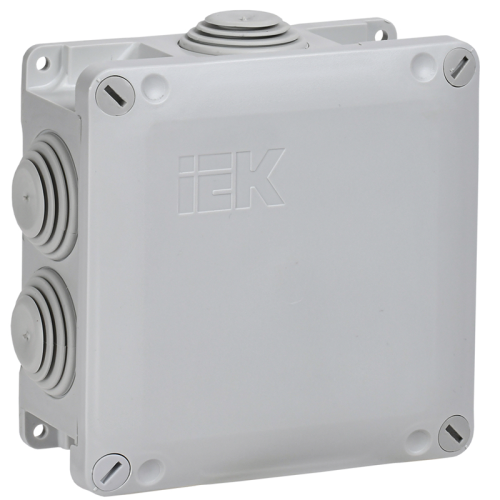 Коробка распаячная КМ для открытой проводки с крышкой на винтах 110х110х50мм IP65 6 гермовводов (RAL