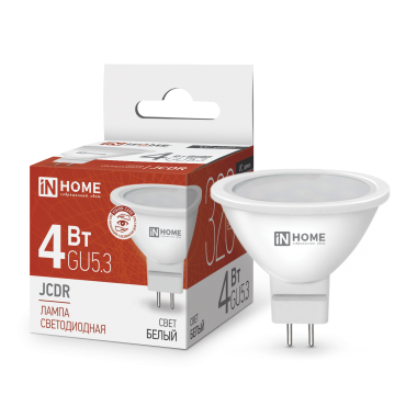 Лампа светодиодная LED-JCDR-VC 4Вт 230В GU5.3 4000К 310Лм  IN HOME