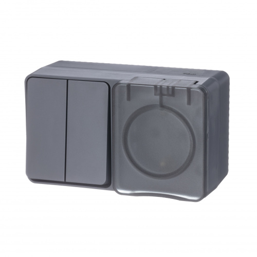 Блок: розетка О/У з/к со шт 16А, 250В выкл. 2-кл.  AtlasDesign Profi54