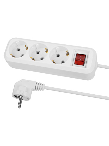 Удлинитель 3 гнезда, 5 метров, с/з, выкл., 16 А, 3680 Вт, белый, НАРОДНЫЙ У1-33058 (Ун1 331-0001)