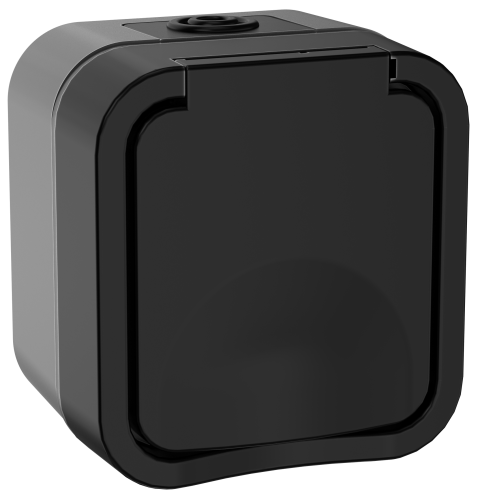 Розетка 1-местная с заземляющим контактом и крышкой 16А IP55 TS120 графит TORS IEK