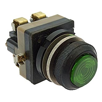 Кнопка КЕ 171  исп. 2 цвет зеленый с индикатором DC-24