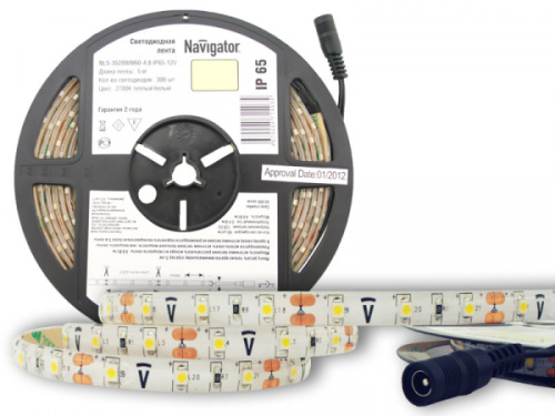 Светодиодная лента Navigator NLS-3528WW60-4.8-IP65-12V R5 тепл. белый