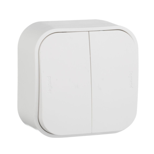 Переключатель 2-клавишный схема 6/2 для открытой установки 10АХ белый QUTEO