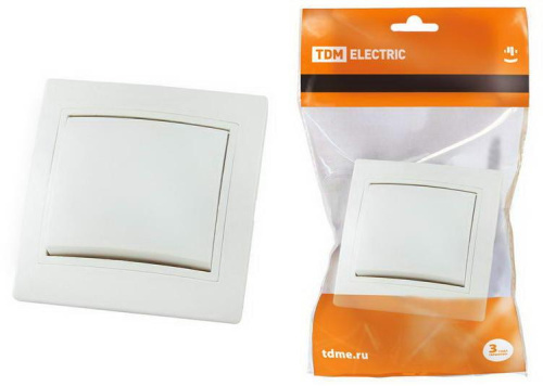 Выключатель 1 кл. 10А (основание керамика) белый "Таймыр" TDM