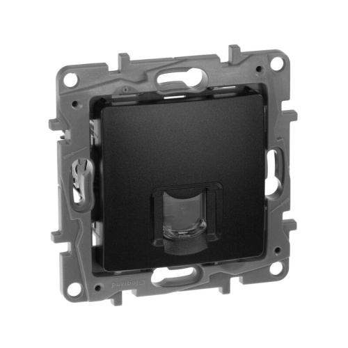 Розетка компьютерная RJ45 категория 6 UTP антрацит ETIKA