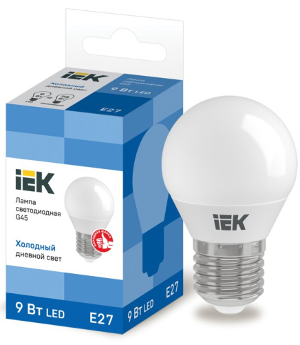 Лампа светодиодная G45 шар 9Вт 230В 6500К E27 IEK