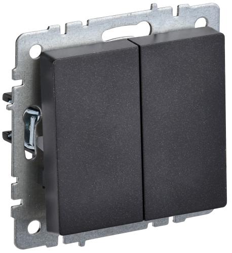 Выключатель 2-клавишный 10А ВС10-2-0-БрЧ черный BRITE IEK