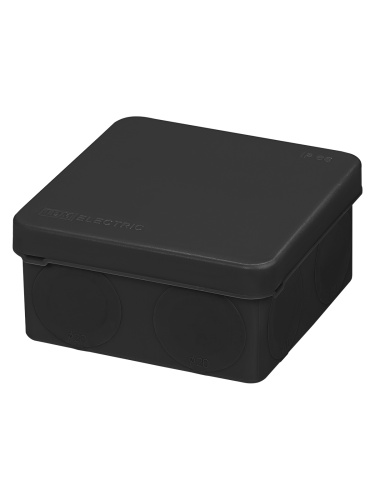 Распаячная коробка, двухкомпонентная, ОП 80х80х40 мм, IP66, 8 вх., черная, инд. штрихкод TDM