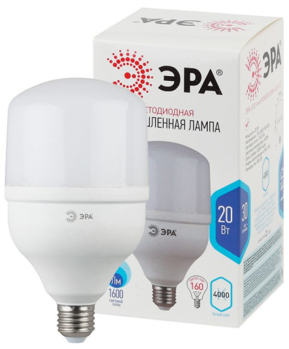 Лампа светодиодная POWER ЭРА STD LED T80-20W-4000-E27 20Вт колокол нейтральный белый свет Е27