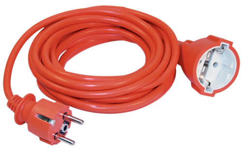 Шнур УШ-01РВ оранжевый с вилкой и розеткой с заземлением 3х1,0мм2 20м IEK