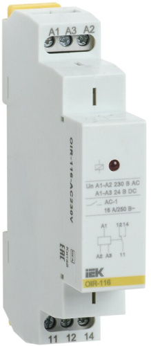 Реле промежуточное модульное OIR 1 контакт 16А 230В AC IEK