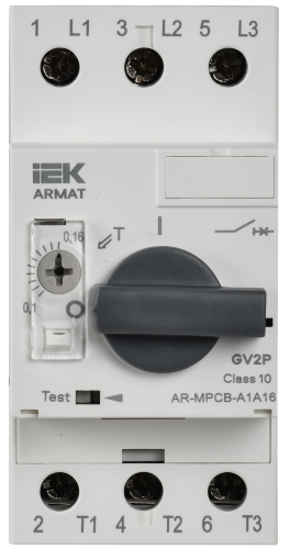Автоматический выключатель защиты двигателя A1 GV2P 0,1-0,16А ARMAT IEK