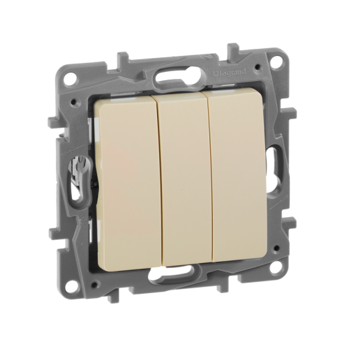 Выключатель 3клавишный 10А слоновая кость ETIKA