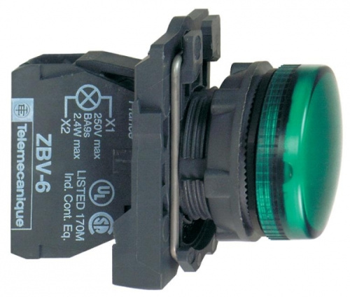 Лампа сигнальная 220В, 50Гц зеленая Schneider 