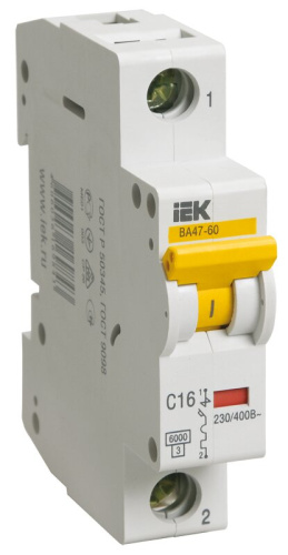 Авт.выкл. ВА 47-60 1Р 16А 6 кА  х-ка D ИЭК