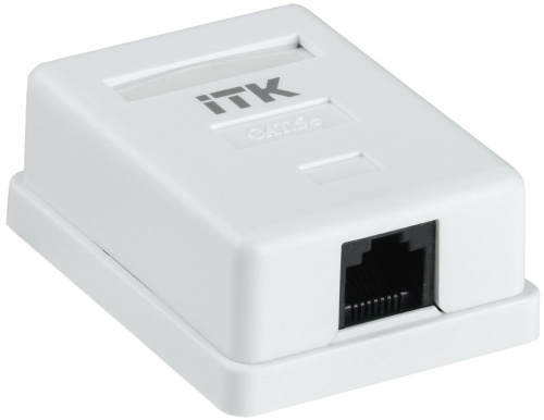 Настенная информационная розетка RJ45 8P8C кат.5E UTP 1-порт белая ITK