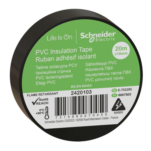 Изолента ПВХ 19ммХ20м Черная Schneider Electric