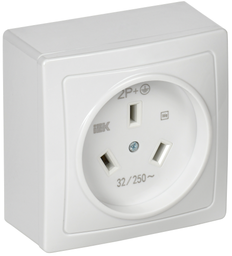 Розетка разборная для плиты с заземлением открытая установка 32А Рпл10-К белая IEK