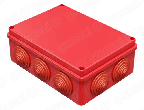 Коробка распределительная наружного монтажа 190х140х70мм, IP55, 10 гермовводов (20шт), цвет - красн.