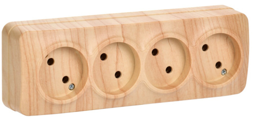 Розетка 4-местная для открытой установки без заземления без защитных шторок 10А РС24-2-ХС сос GLORY