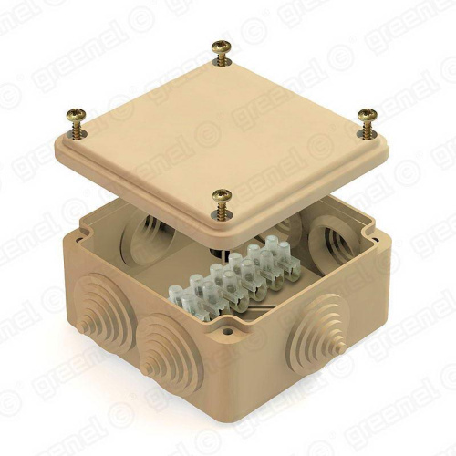 Коробка распаячная 100х100х45 IP44 открытой установки облегченного типа с клеммной колодкой белый