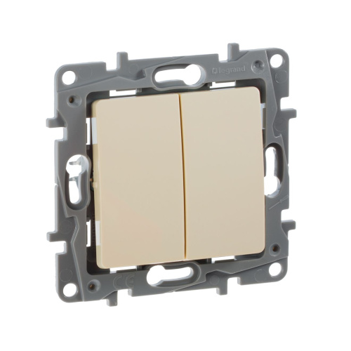 Переключатель 2-клавишный схема 6/2 10АХ безвинтовые зажимы слоновая кость ETIKA