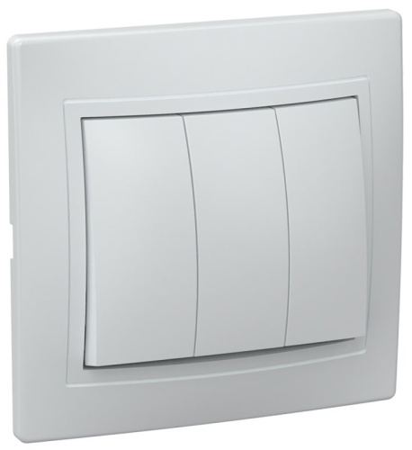 Выключатель 3-клавишный 10А ВС10-3-0-КБ белый KVARTA GENERICA