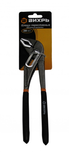 Клещи переставные,250 мм.,обливные рукоятки Вихрь 