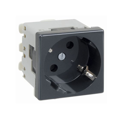 Розетка 2к+з Schuko. 45х45 Графит