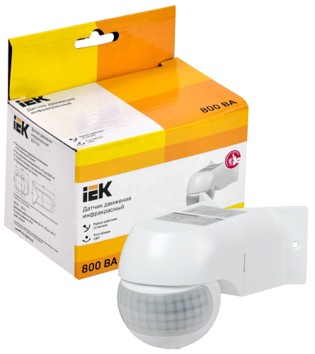 Датчик движения ДД-016 800Вт 180град 12м IP44 белый IEK