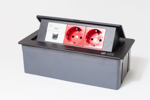 Люк на 3 поста (45х45),металл черный с пластиковой коробкой, IP40