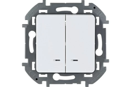 Выключатель двухклавишный с подсветкой/индикацией - INSPIRIA - 10 AX - 250 В~ - белый