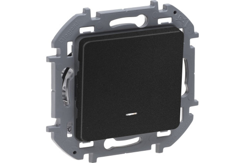 Выключатель 1-клавишный с подсветкой/индикацией схема 1L 10АХ безвинтовые зажимы антрацит INSPIRIA