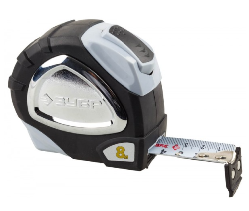 Рулетка ЗУБР "ЭКСПЕРТ" "ПРЕМИУМ", двухкомпонентный корпус, 8 м / 25 мм